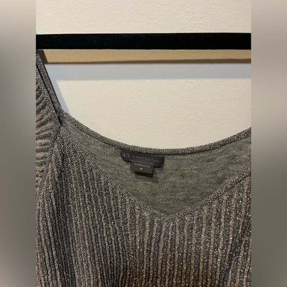 Armani exchange metallic peplum scalloped sweater top - Picture 2 of 5
